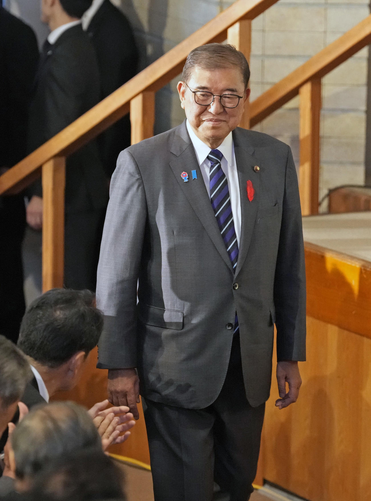 自民党総裁選の投開票に臨む石破首相（共同）