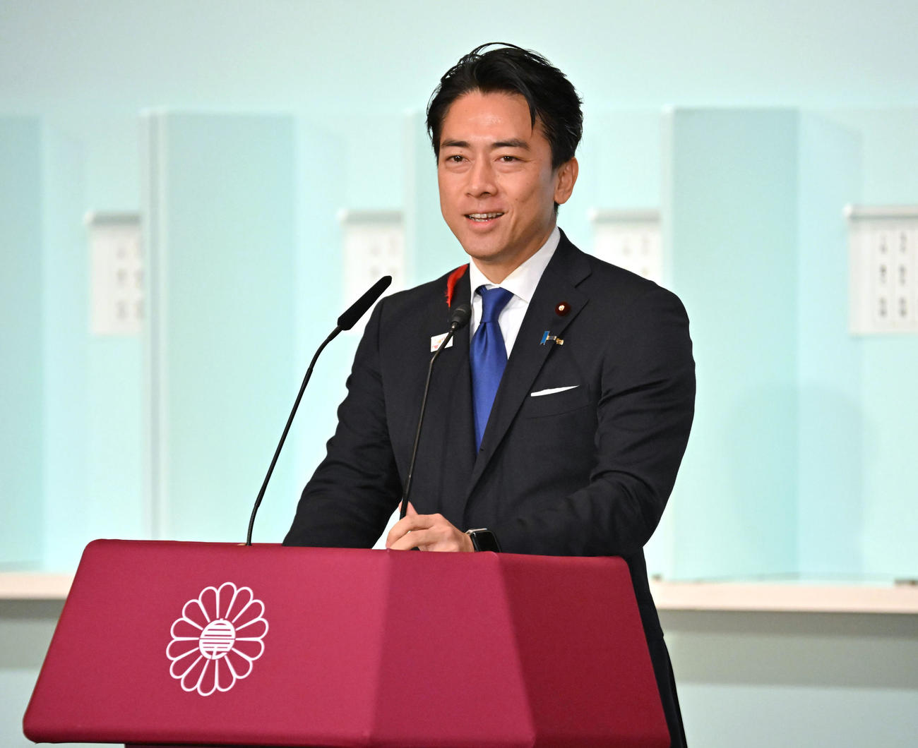 自民党総裁選で、決選投票を前に演説する小泉進次郎氏（代表撮影）