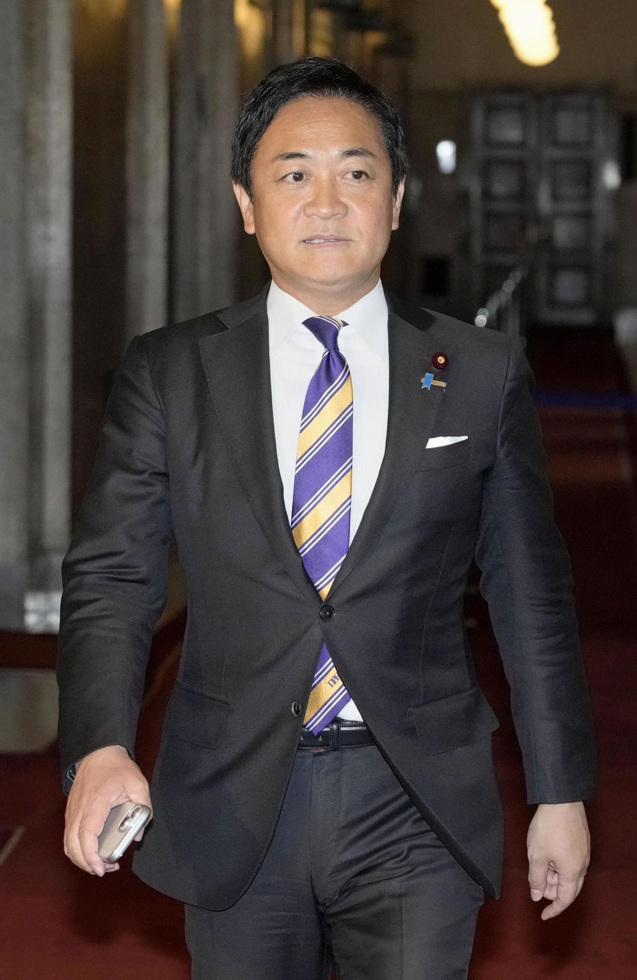 自民党の高市総裁との会談に臨む国民民主党の玉木代表（共同）