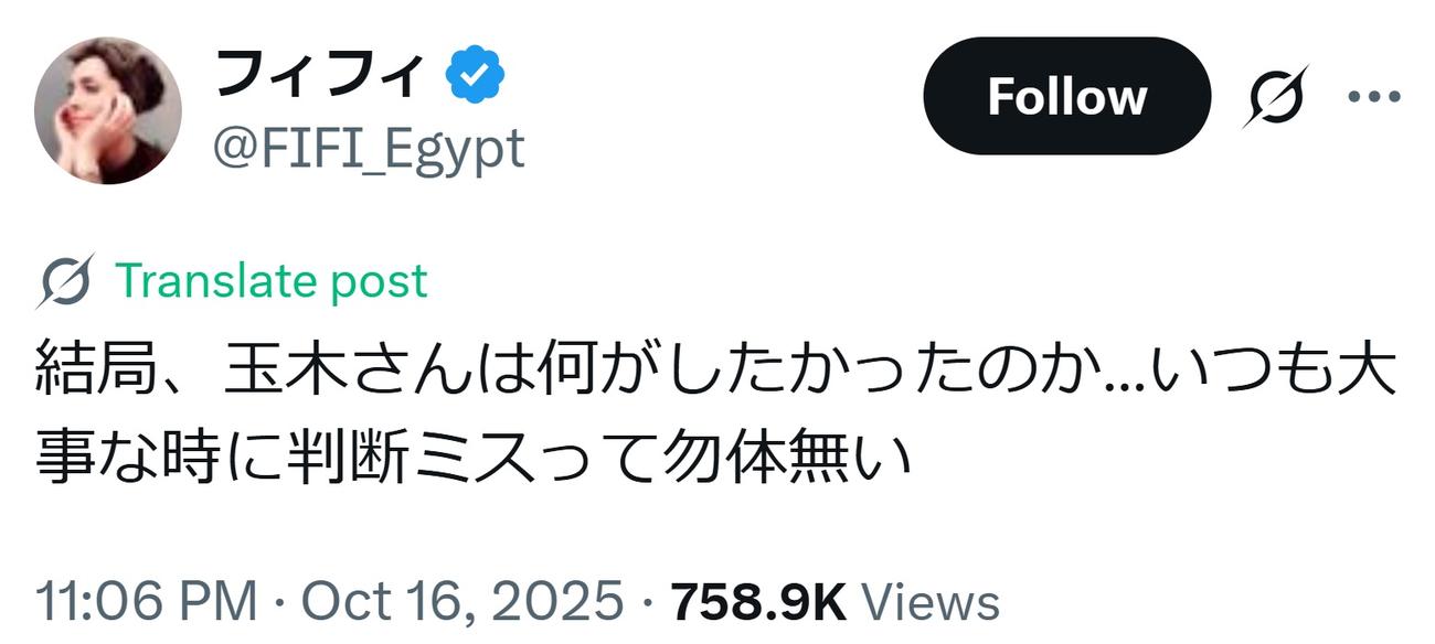 フィフィのXから