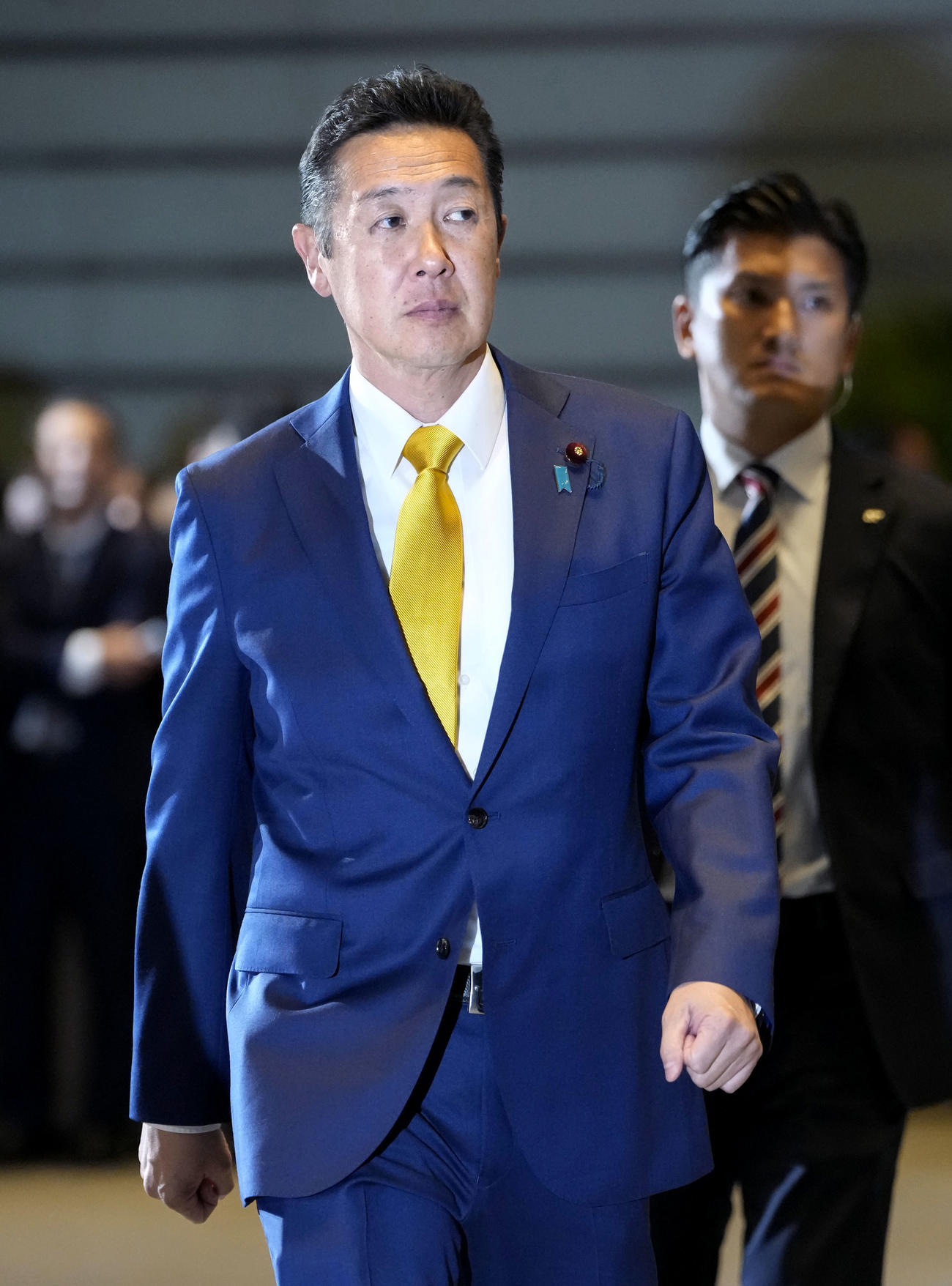 地方創生相に決まり、首相官邸に入る黄川田仁志氏（共同）