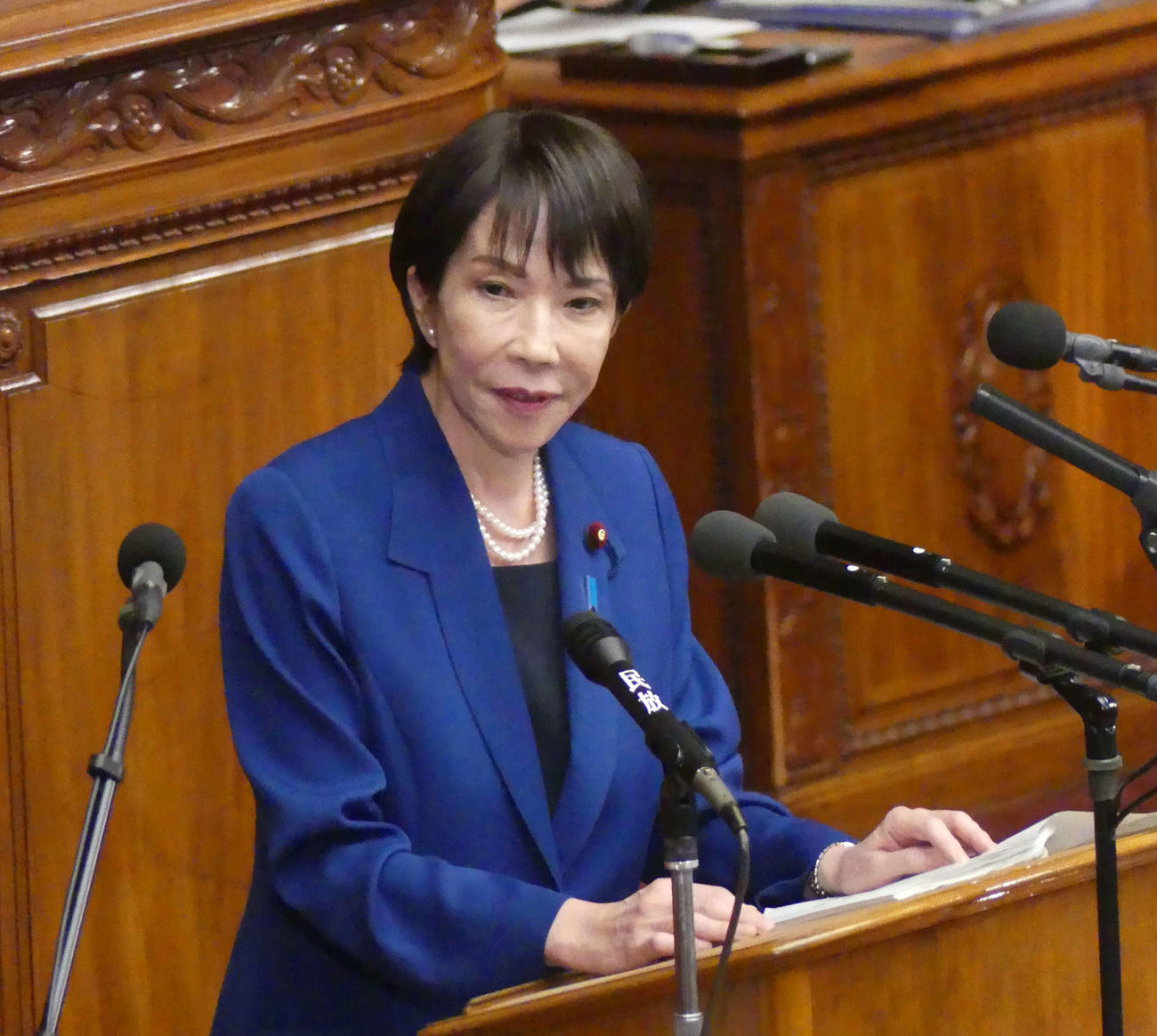 衆院本会議で所信表明演説に臨む高市早苗首相（2025年10月24日撮影）