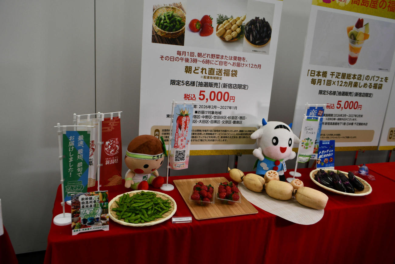 新宿店限定で販売される野菜やフルーツが毎月届けられる「朝どれ直送福袋」
