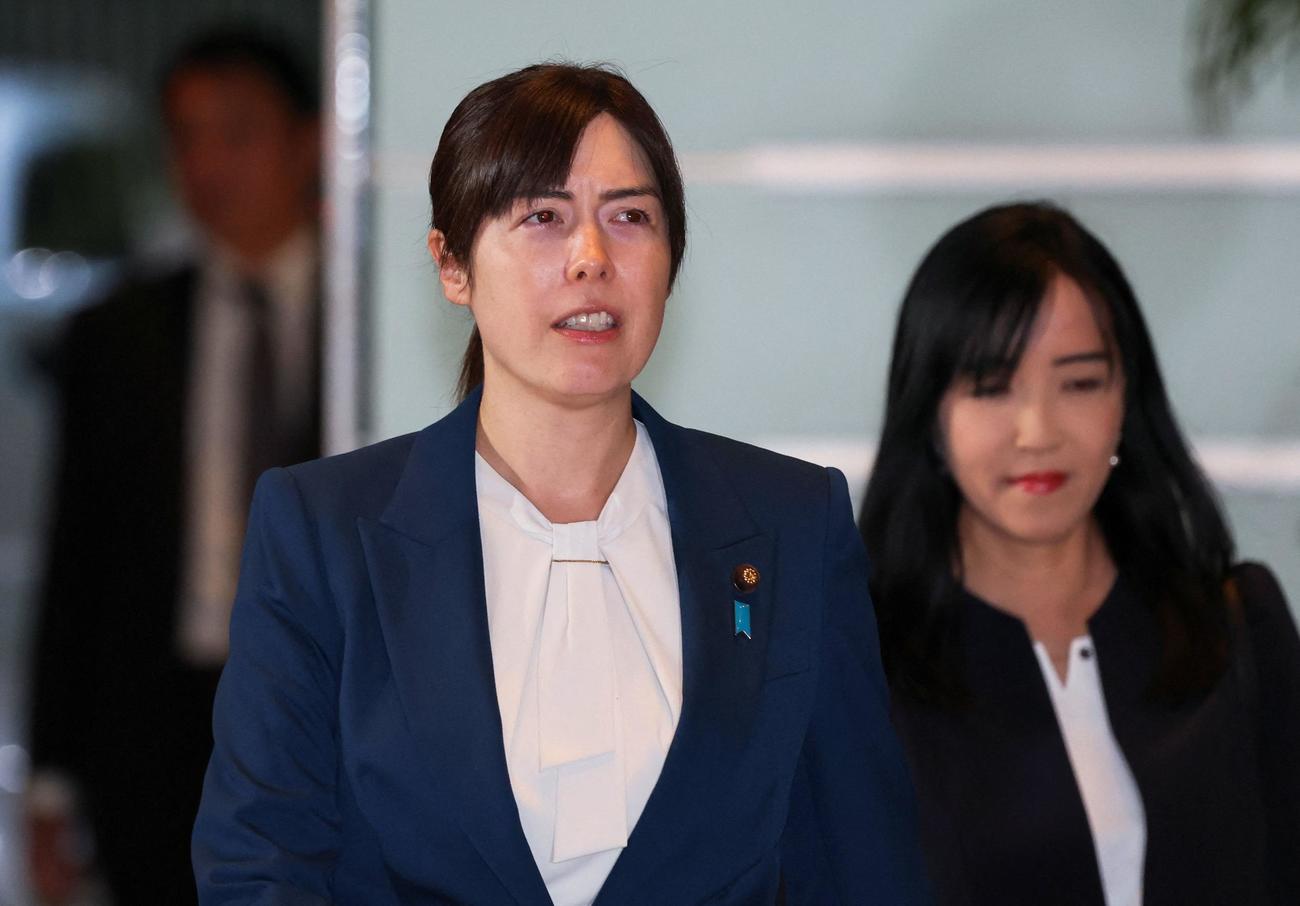 首相官邸に入る小野田紀美氏（ロイター）