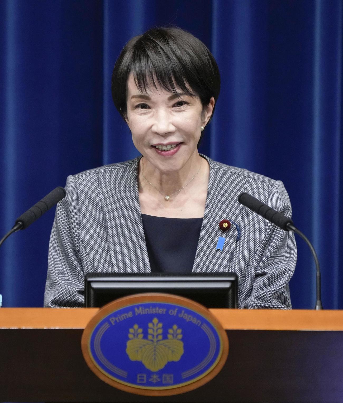 臨時国会が閉幕し、記者会見する高市首相（共同）