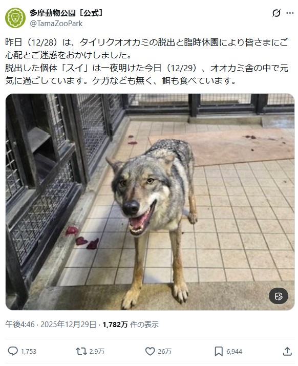 多摩動物公園のXから