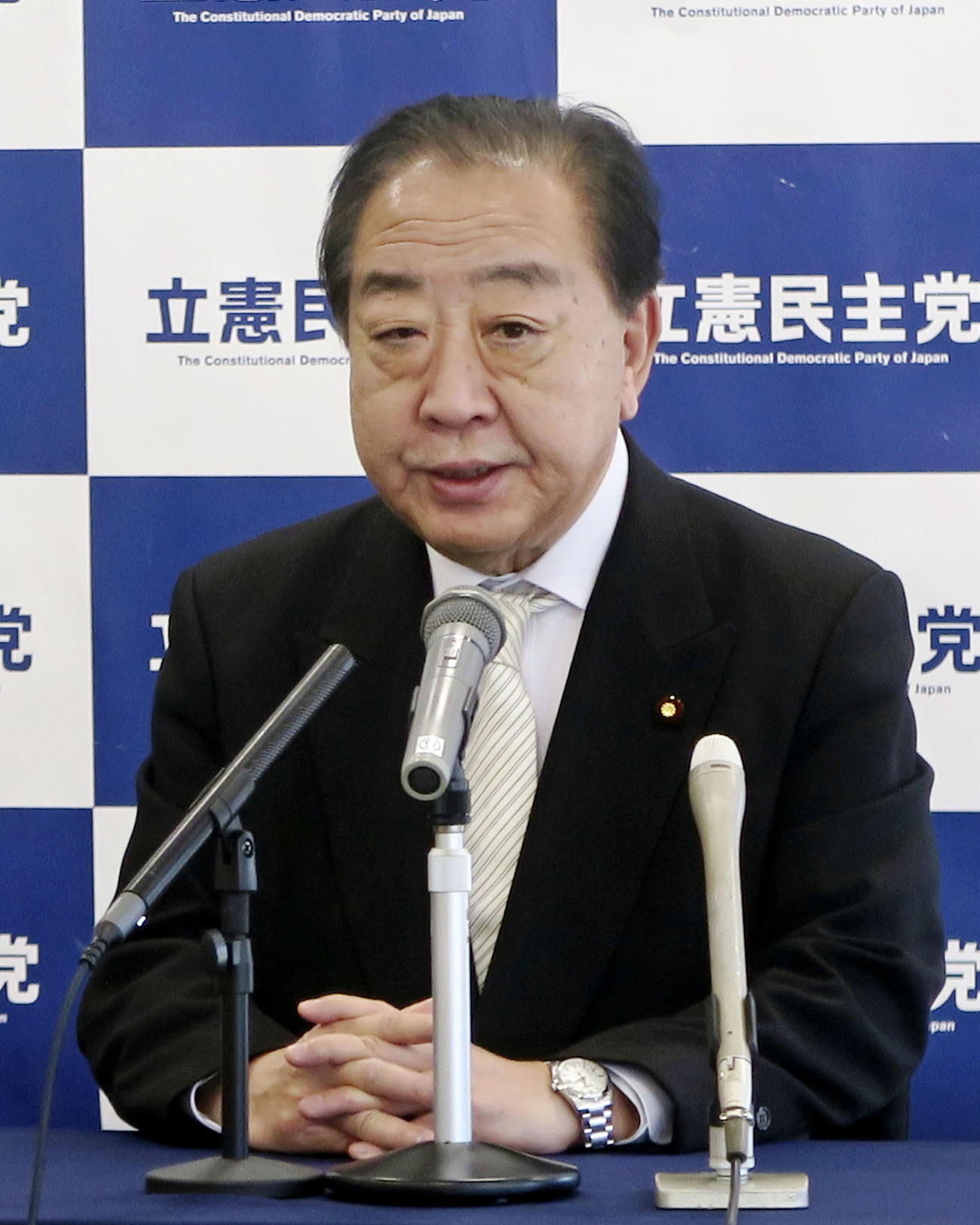記者会見する立憲民主党の野田代表（共同）