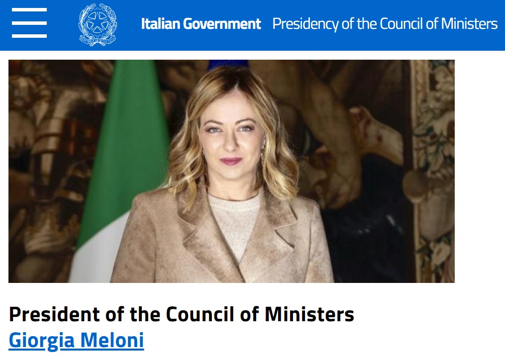 メローニ首相（イタリア政府のホームページから）