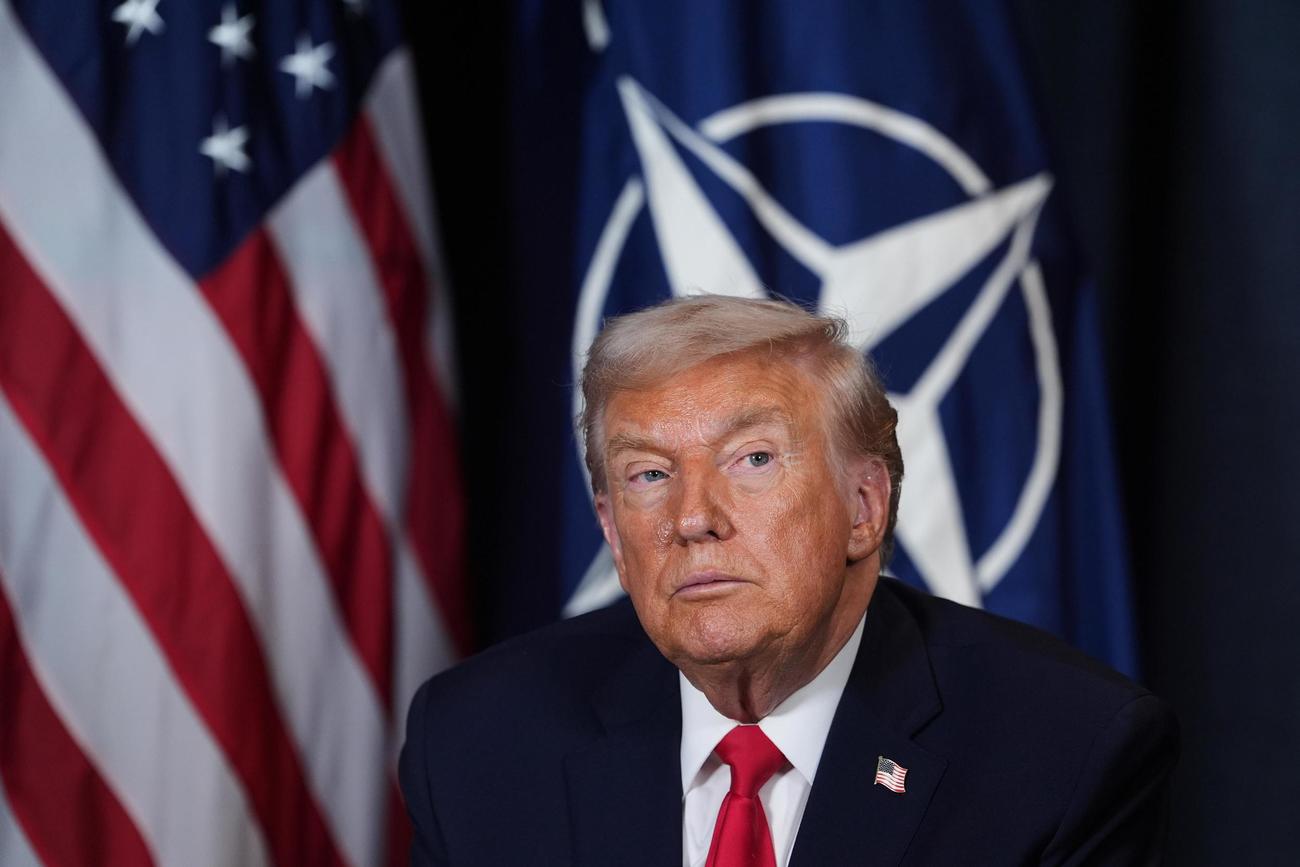 トランプ米大統領＝21日、スイス・ダボス（AP＝共同）