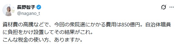 フリーアナウンサーの長野智子のXから