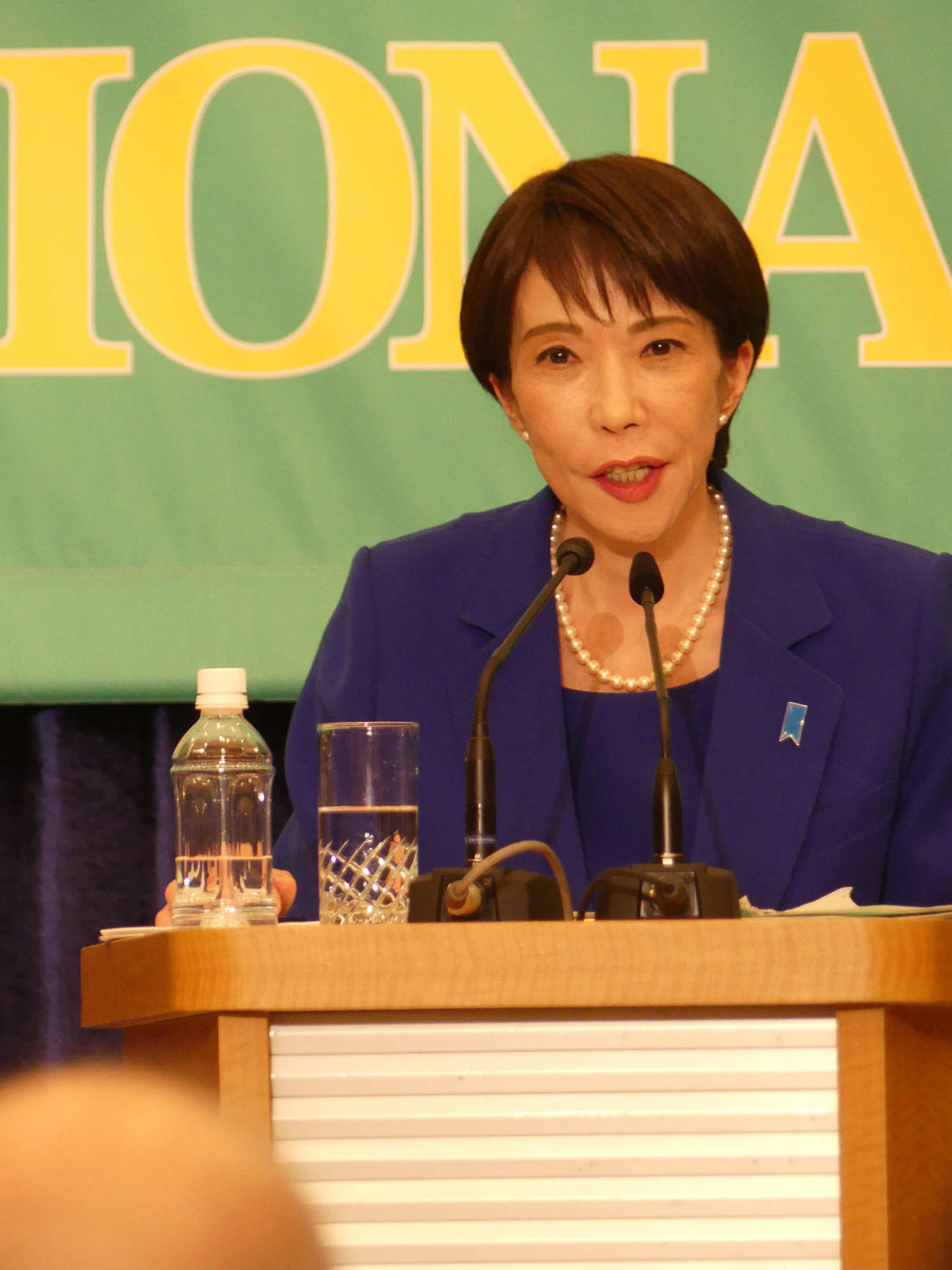 日本記者クラブでの党首討論で発言する自民党総裁の高市早苗首相（撮影・中山知子）