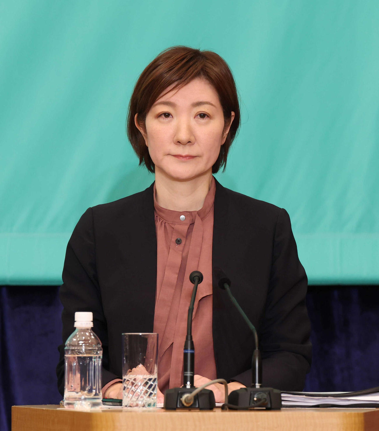 党首討論会に臨む、れいわ新選組の大石共同代表（代表撮影）