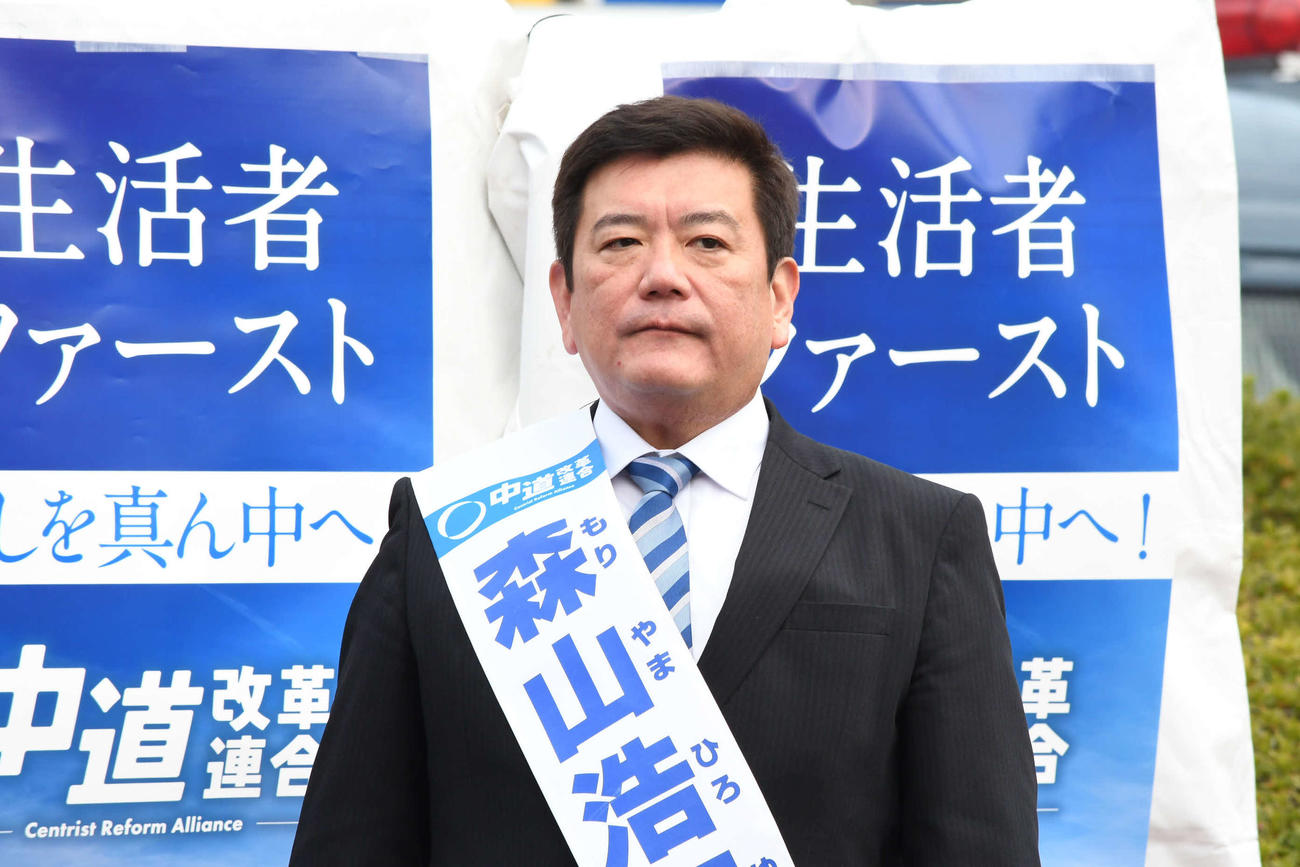 大阪16区に立候補した森山浩行氏（撮影・阪口孝志）