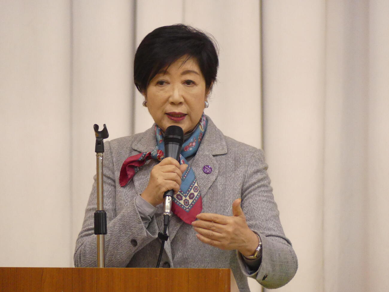 東京都内で、衆院選に立候補している自民党候補の応援演説を行う東京都の小池百合子知事（撮影・中山知子）