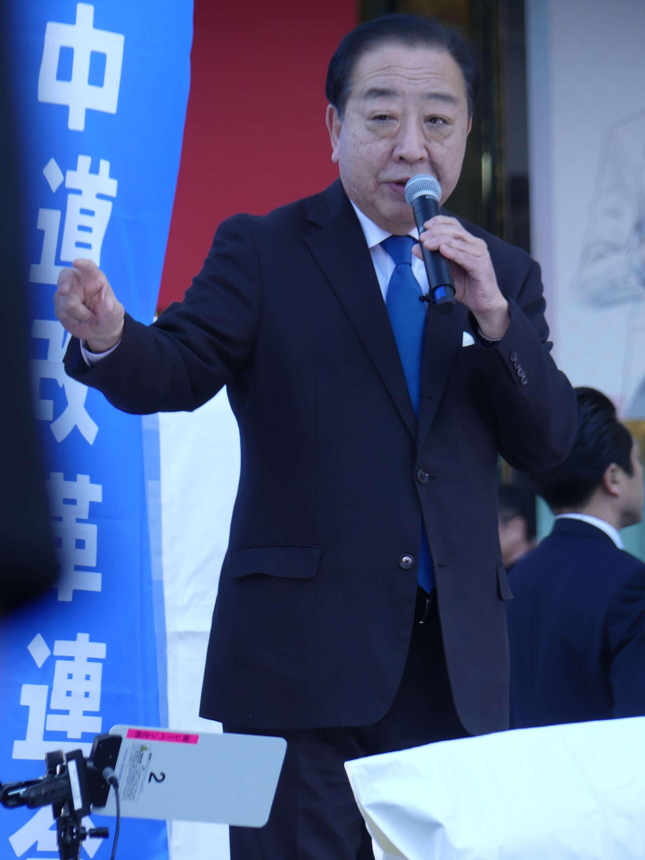 街頭演説に臨む中道改革連合の野田佳彦共同代表（2026年1月撮影）