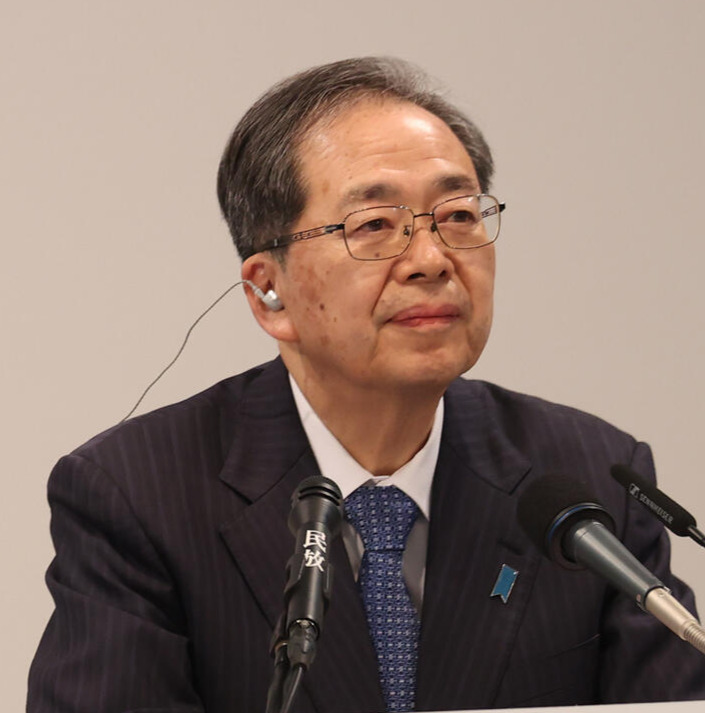 中道改革連合の斉藤共同代表（撮影・柴田隆二）