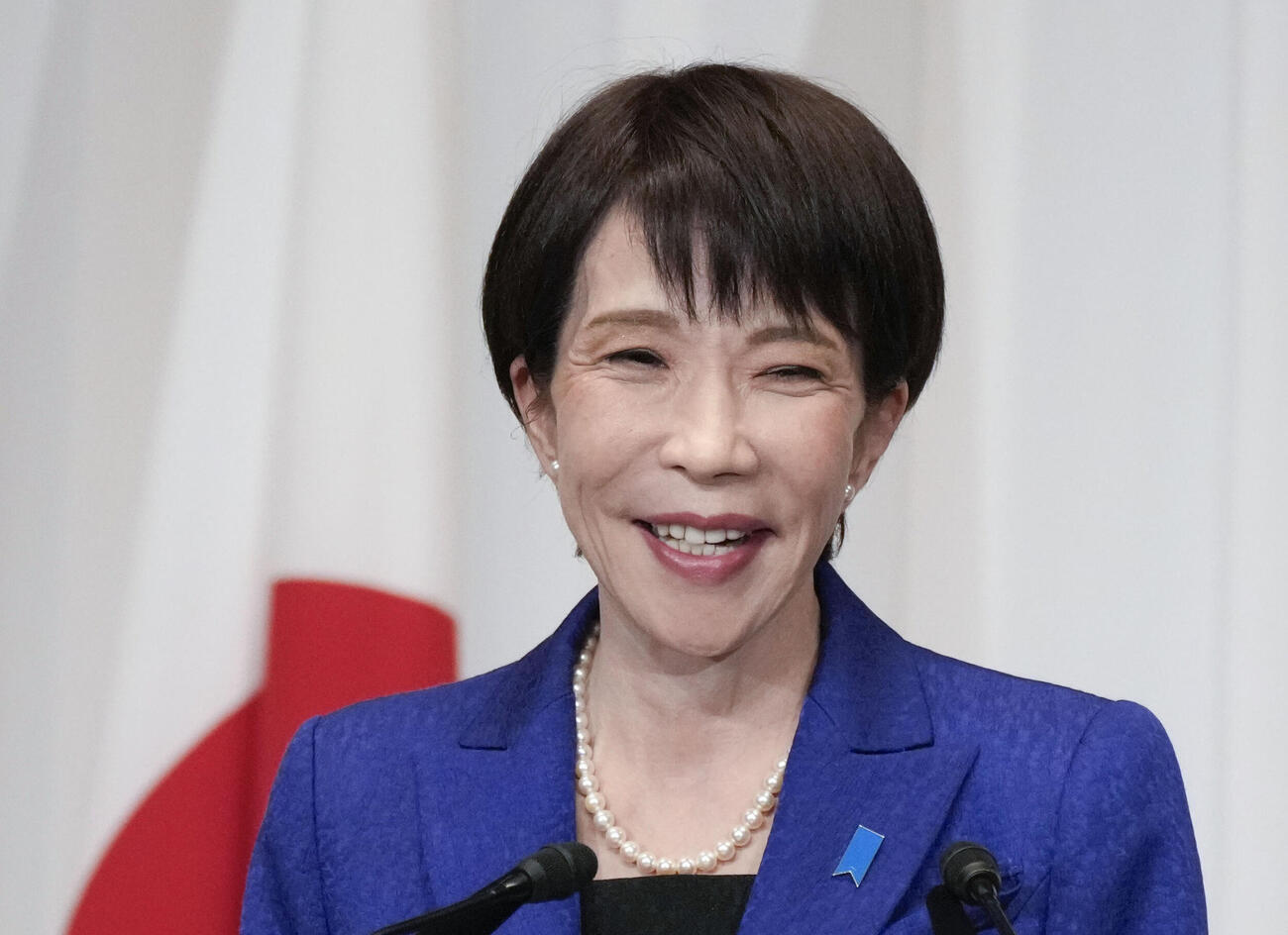 衆院選の結果を受け、記者会見する自民党総裁の高市首相（共同）