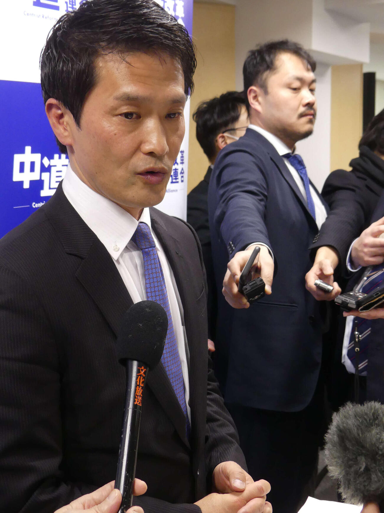 中道改革連合の代表選出馬を表明する小川淳也氏（撮影・中山知子）