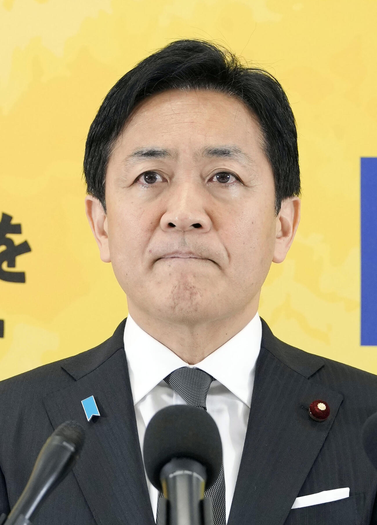 記者会見する国民民主党の玉木代表＝24日午前、国会（共同）