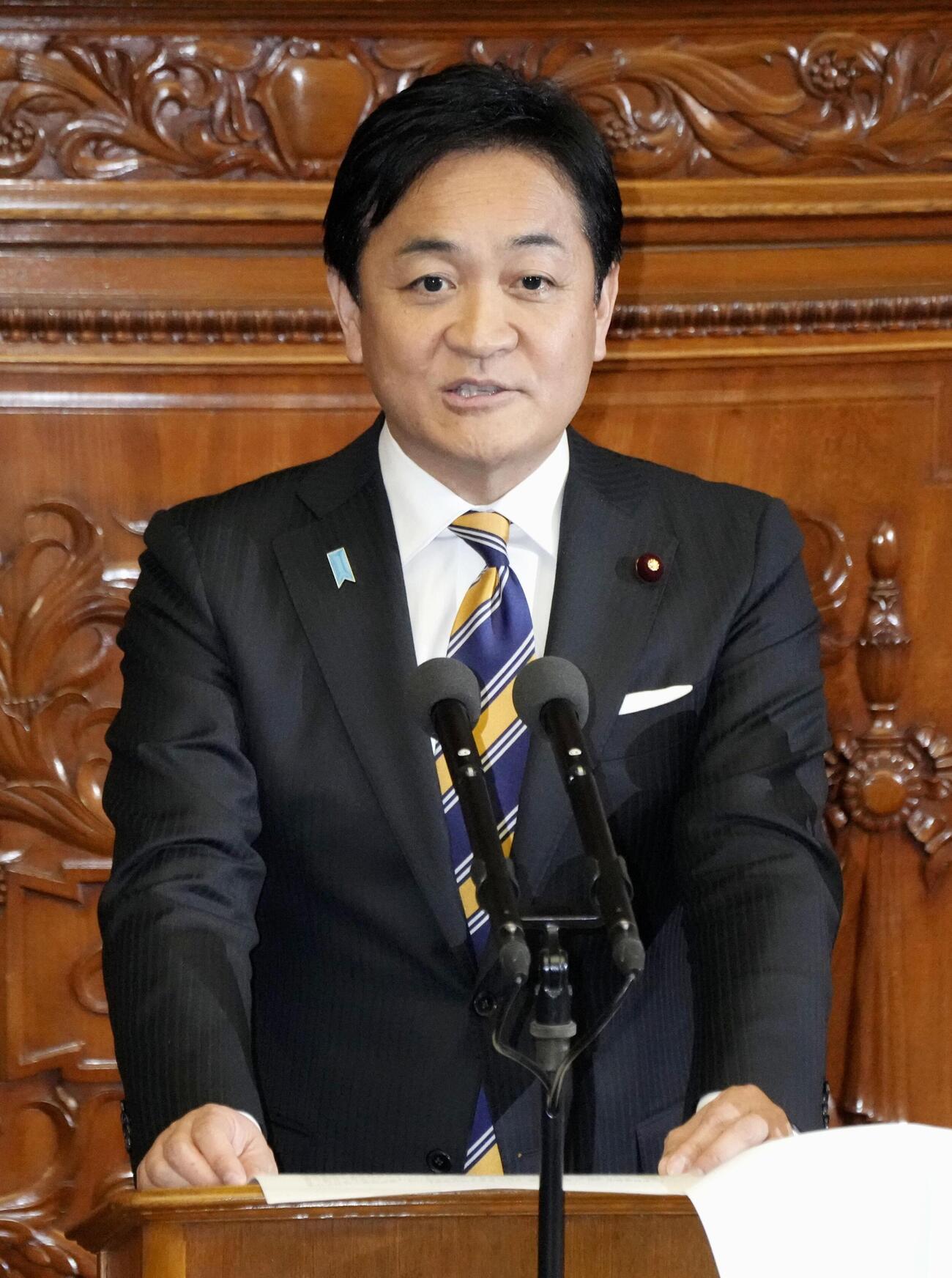 衆院本会議で代表質問する国民民主党の玉木代表（共同）