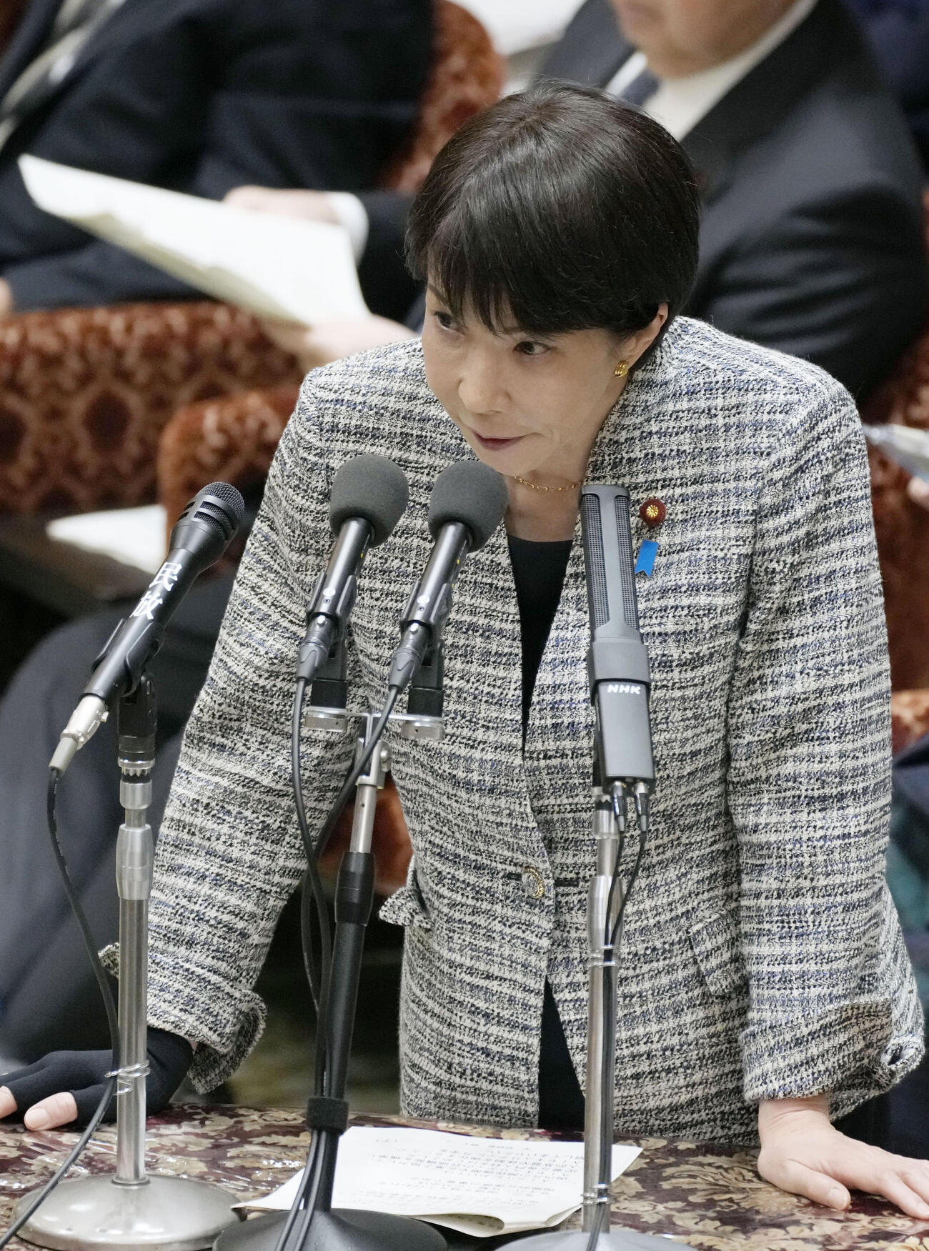 衆院予算委で答弁する高市首相（共同）