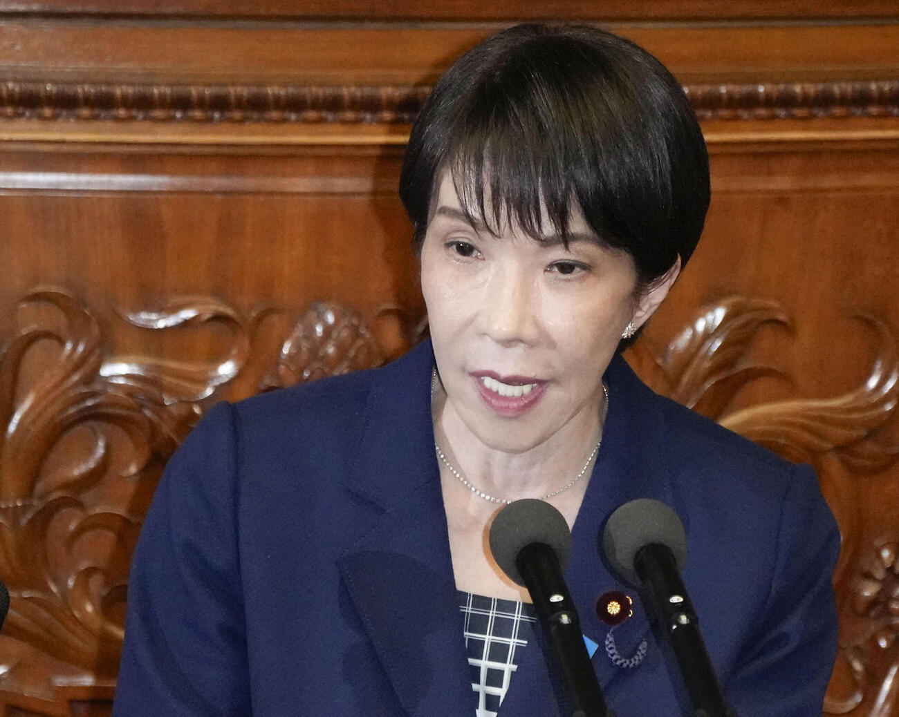 「国家情報会議」創設法案が審議入りした衆院本会議で答弁する高市首相（共同）