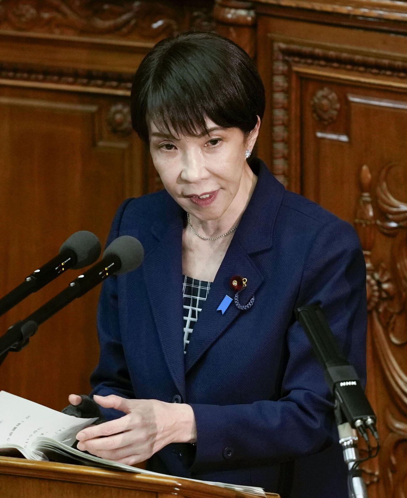 「国家情報会議」創設法案が審議入りした衆院本会議で答弁する高市首相（共同）