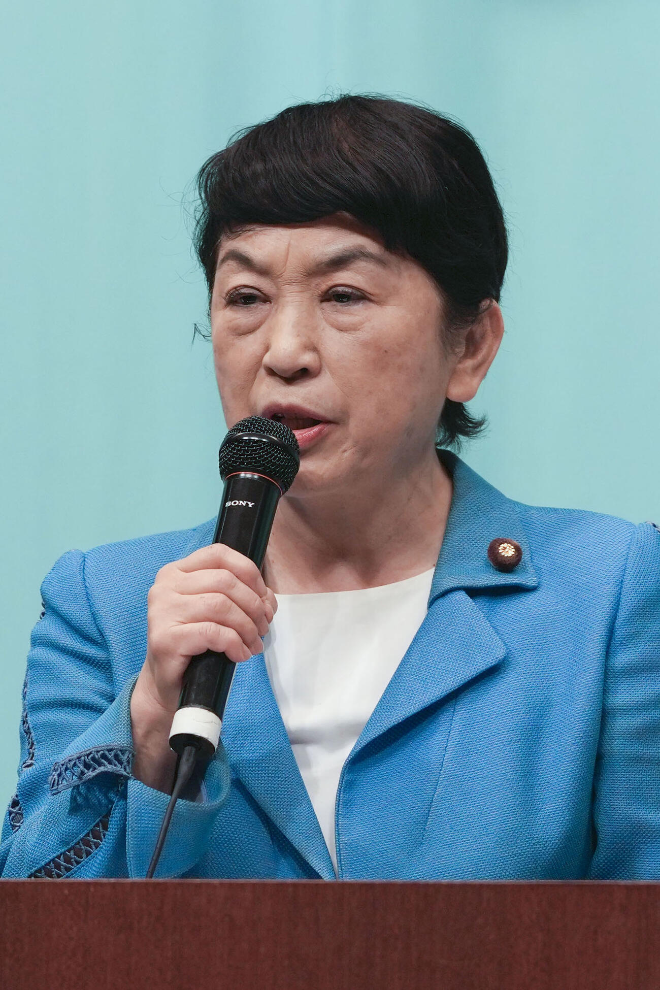 社民党大会であいさつする福島党首（共同）