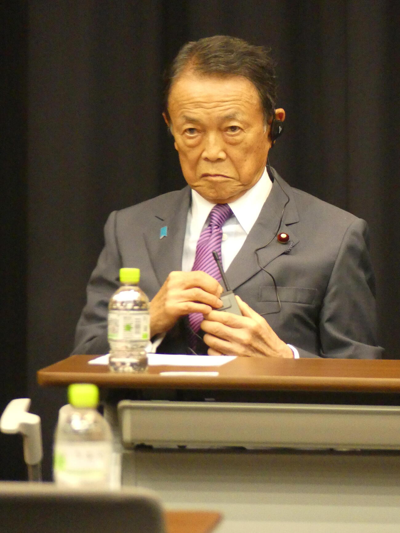 自民党の「国力研究会」初回会合に出席する麻生太郎副総裁（撮影・中山知子）