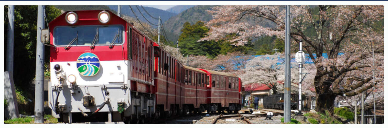 大井川鉄道井川線を走るトロッコ列車（2020年3月撮影）