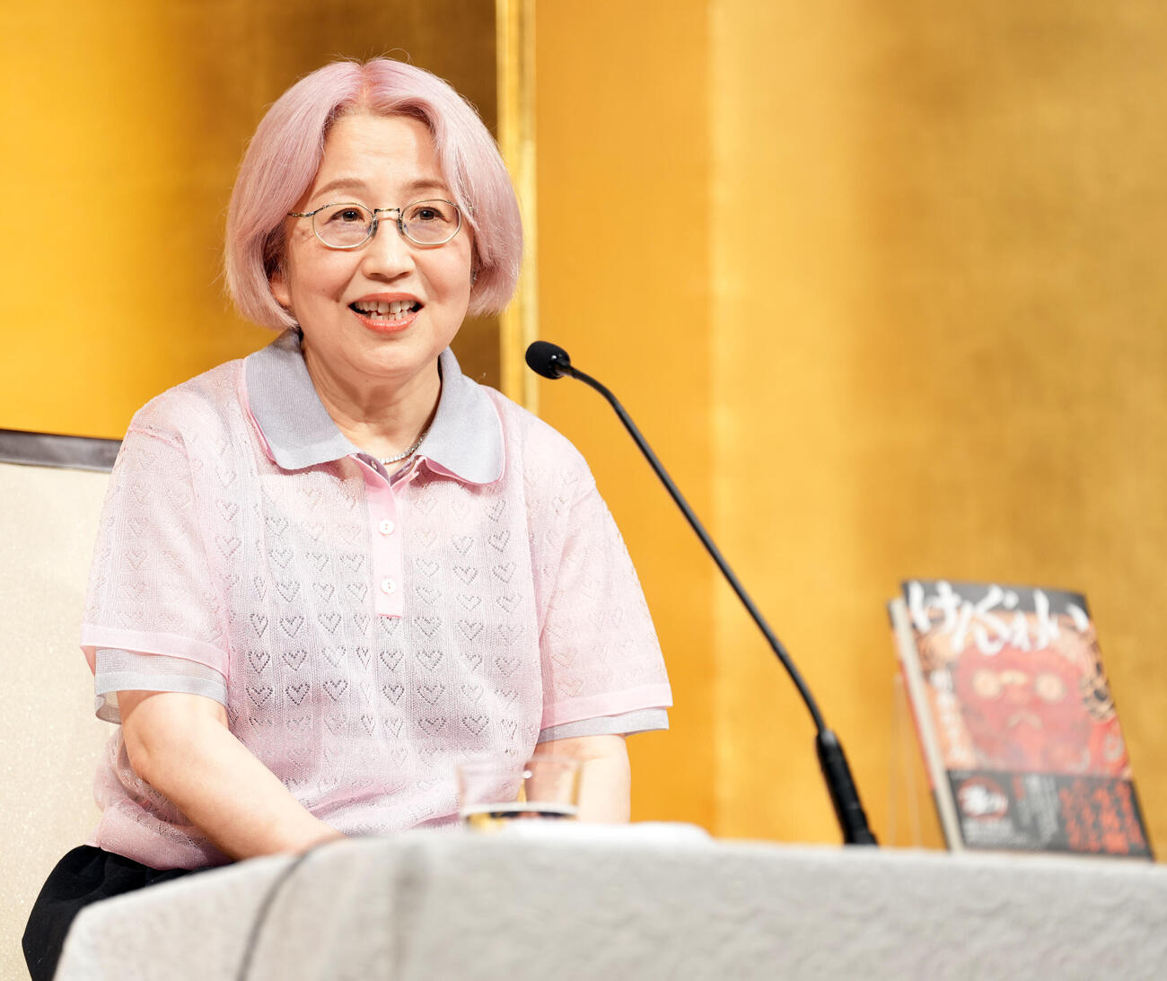 直木賞に選ばれ会見に臨む朝倉かすみさん（撮影・小島史椰）