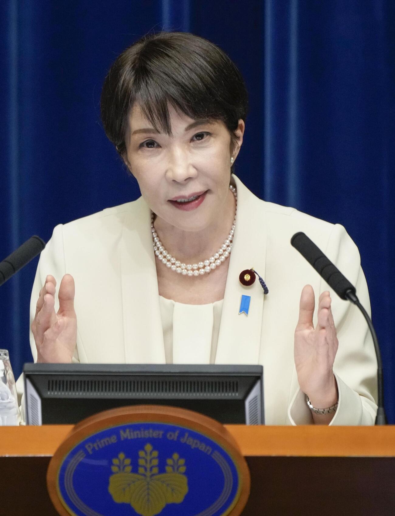 第221特別国会閉幕を受け、記者会見する高市首相（共同）