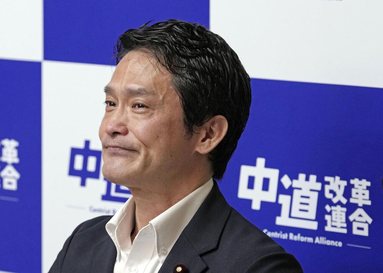 中道改革連合の議員総会であいさつを終えた小川代表（共同）