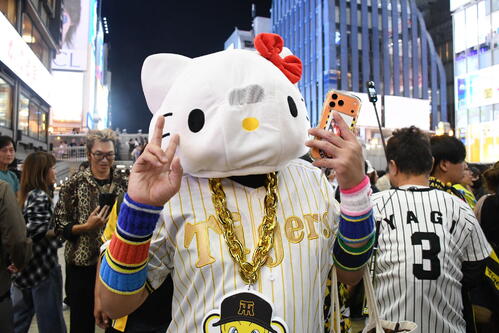 阪神連覇！ネコ科つながり？道頓堀にキティちゃん？やドナルド？、巨人