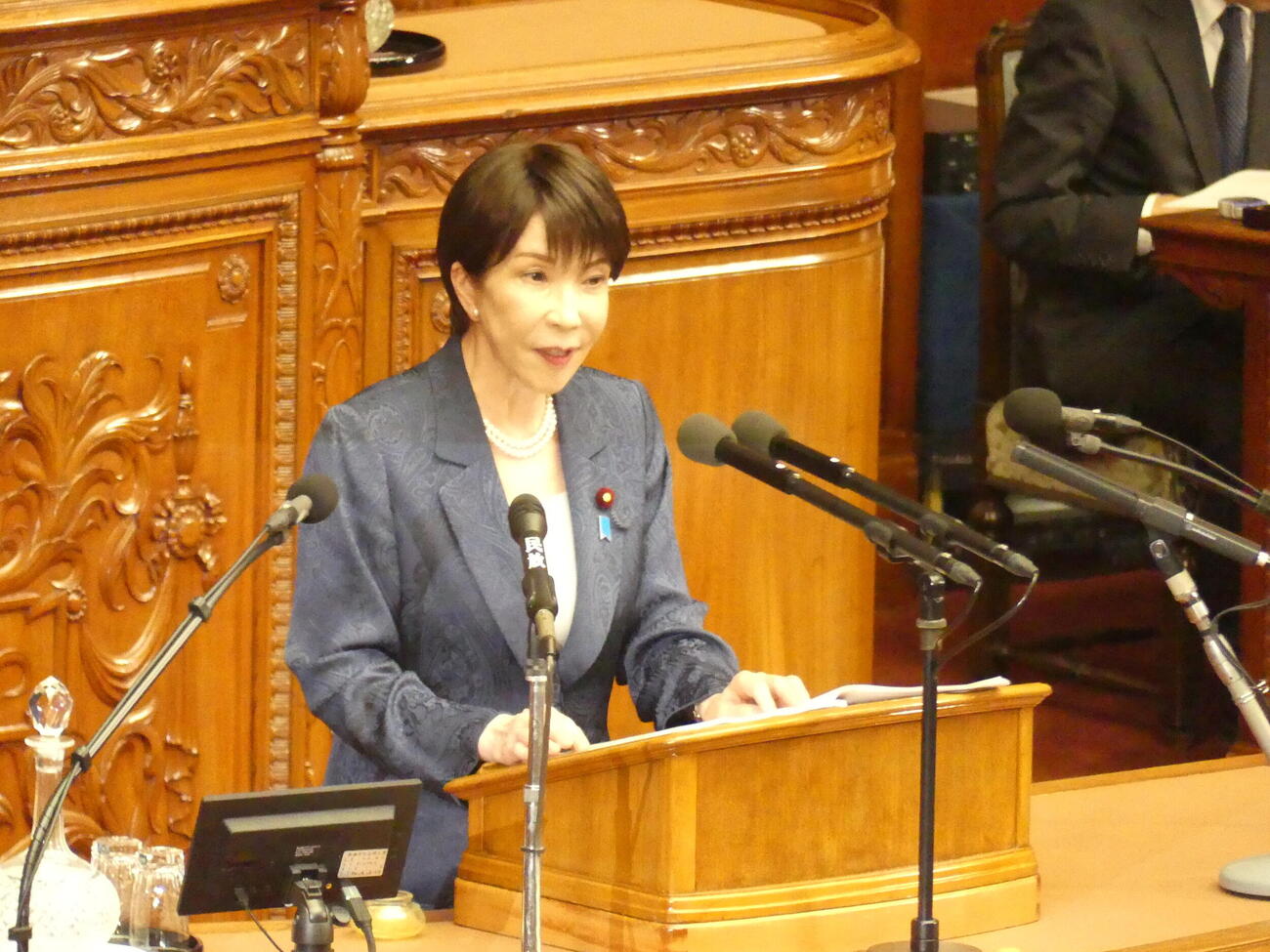衆院本会議で所信表明演説に臨む高市早苗首相（撮影・中山知子）

