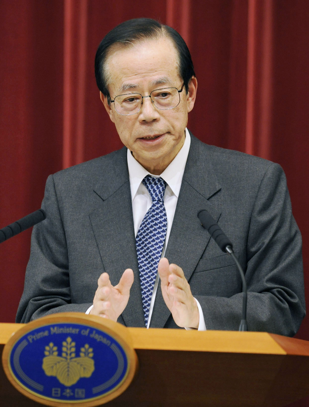2008年3月、記者会見する福田康夫首相＝首相官邸(共同)