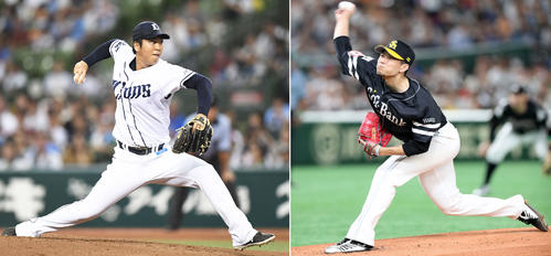 西武十亀剣（左）、ソフトバンク千賀滉大