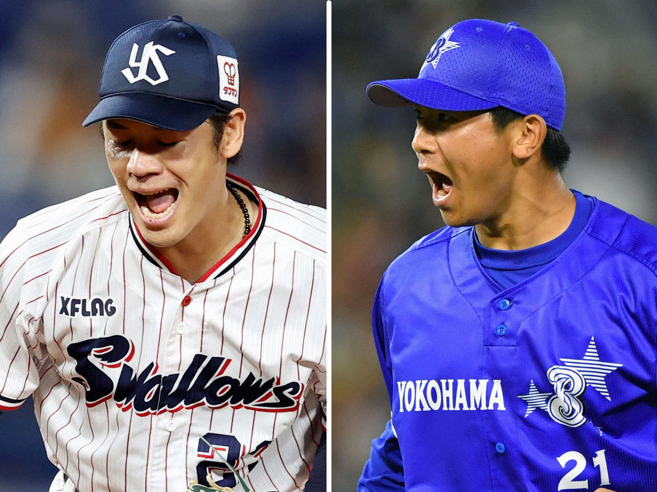 ヤクルト小川泰弘（左）とＤｅＮＡ今永昇太