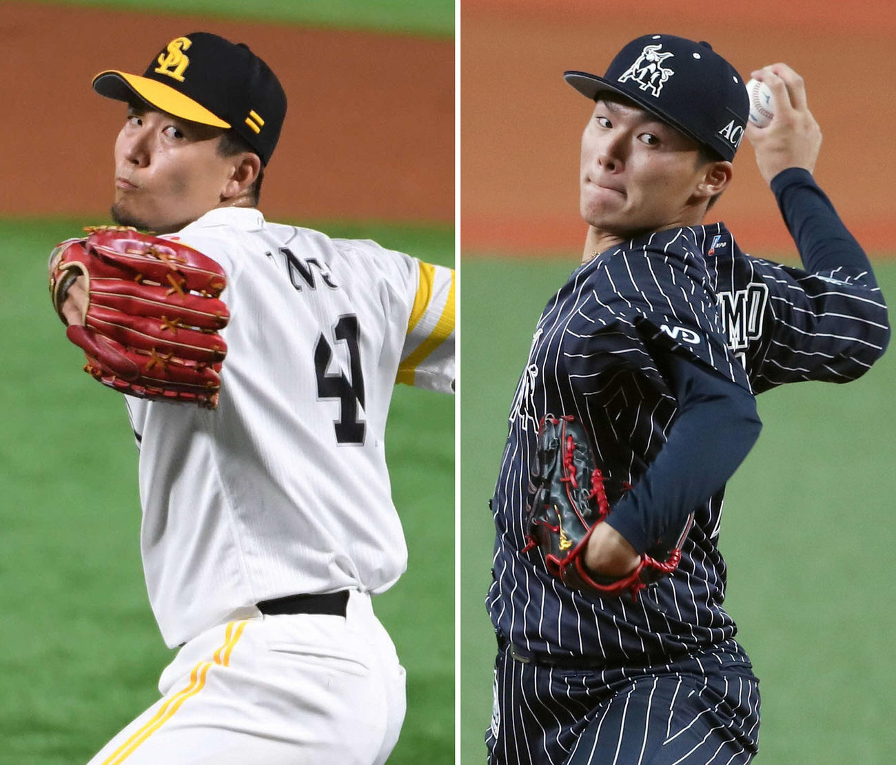 ソフトバンク千賀（左）、オリックス山本