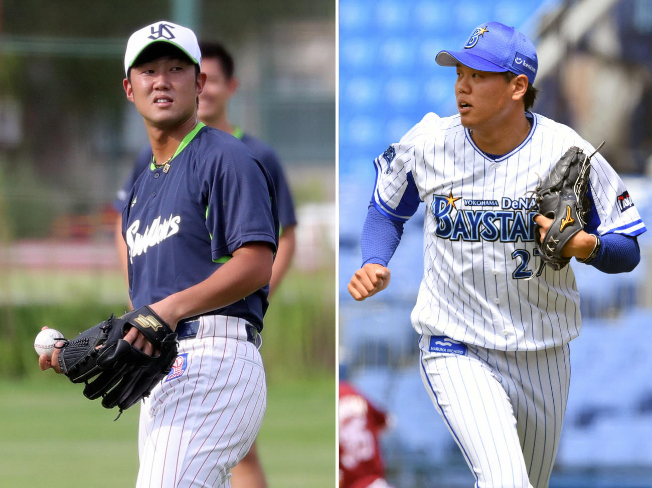 ヤクルト歳内（左）、DeNA上茶谷