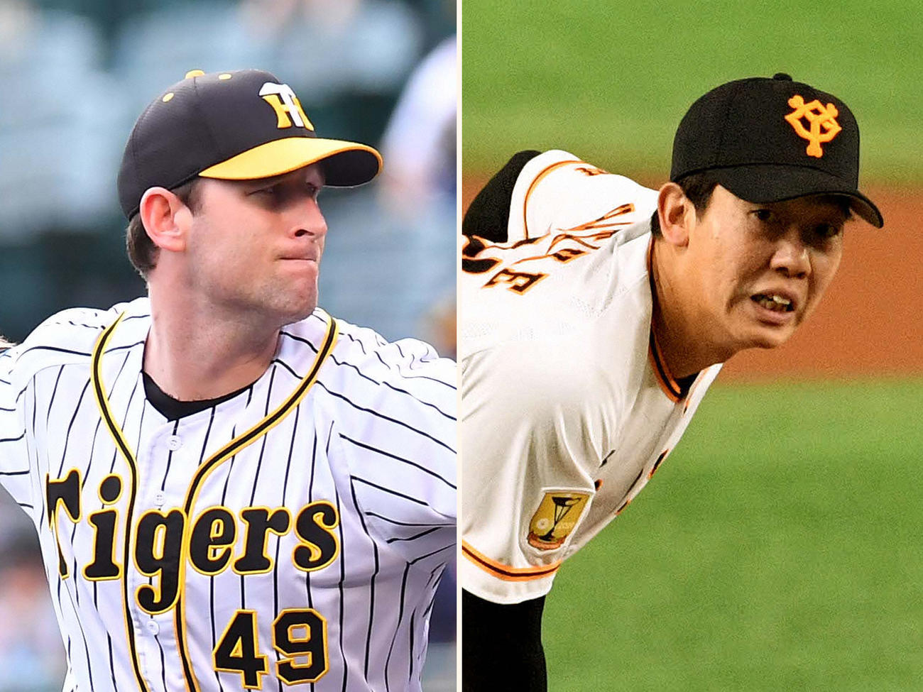 阪神ガンケル（左）と巨人畠