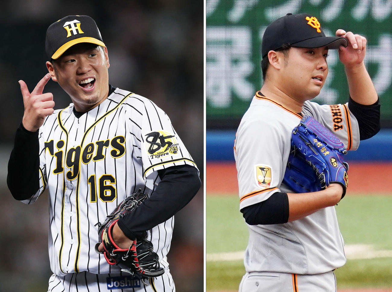 阪神西勇輝（左）、巨人今村