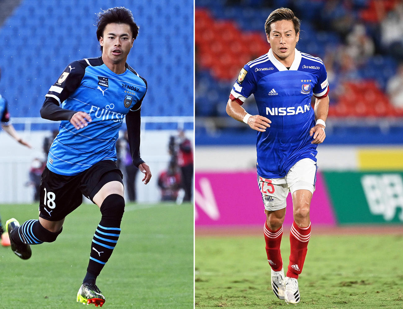 川崎Ｆ三笘（左）、横浜仲川