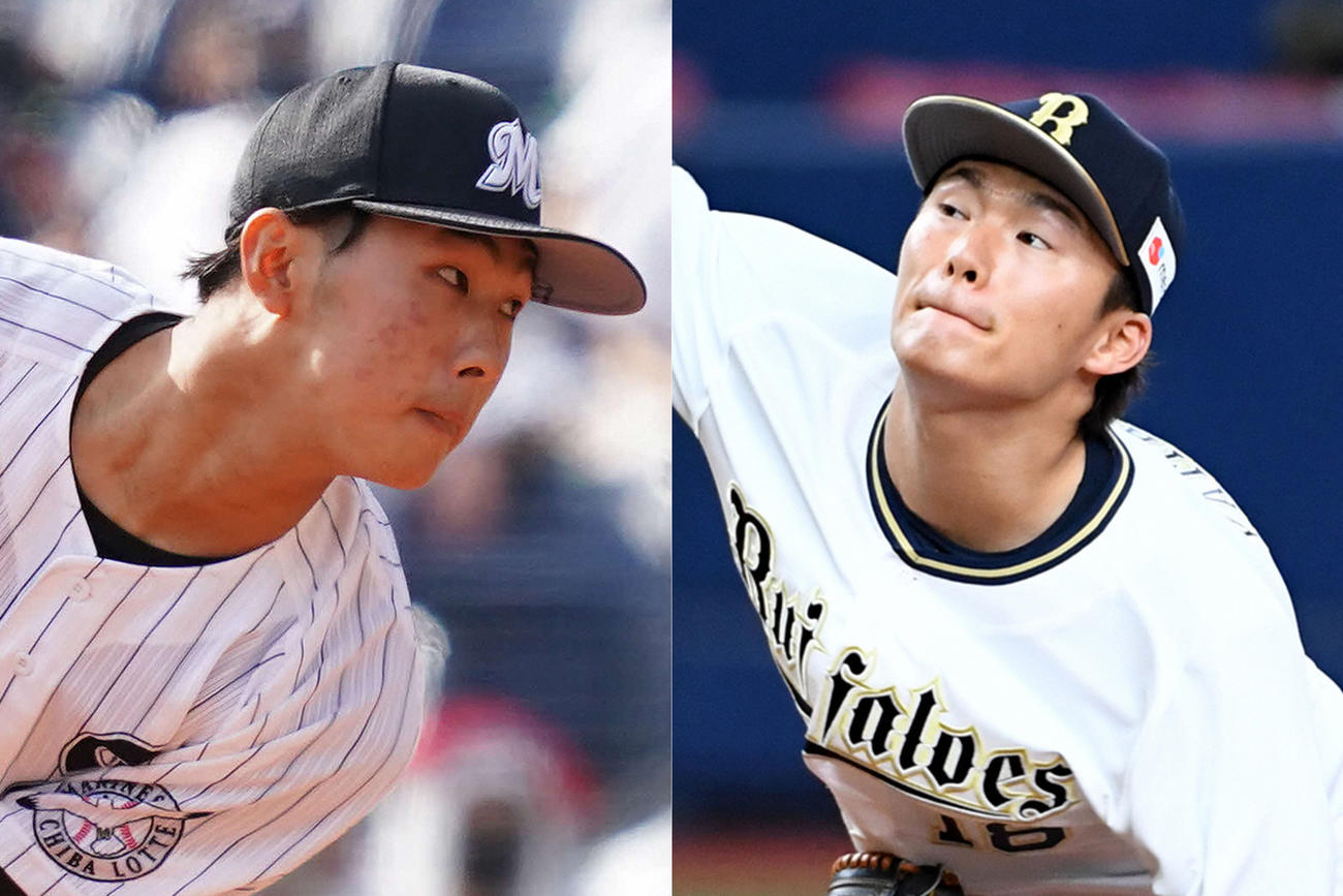 ロッテ本前（左）オリックス山本