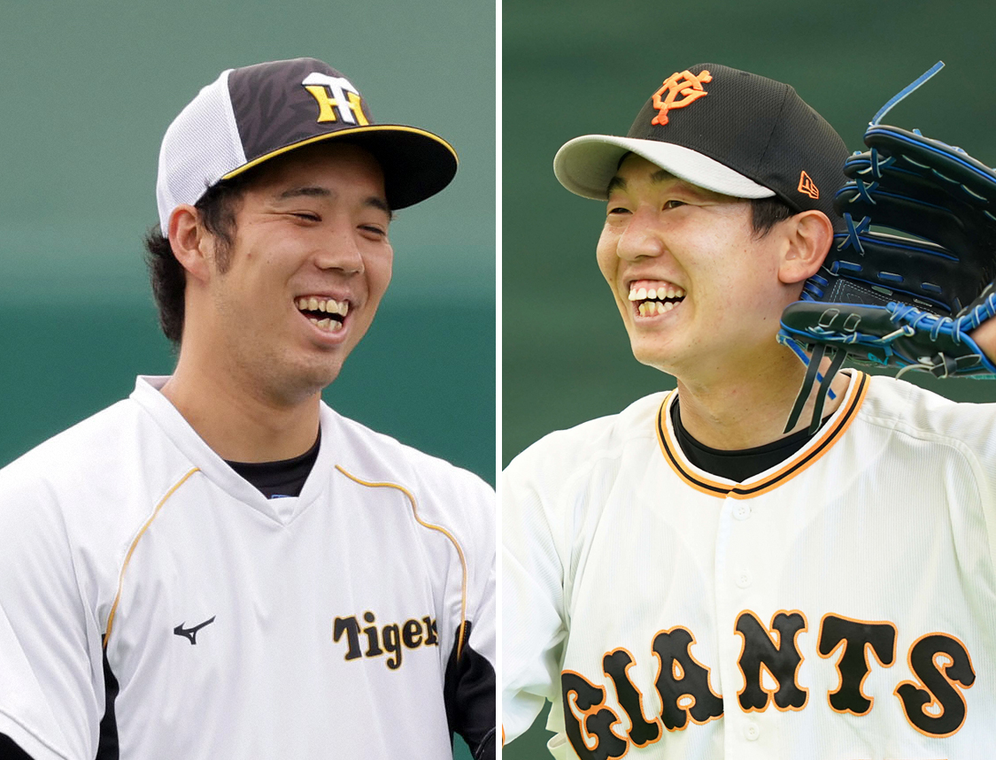 阪神青柳（左）、巨人畠