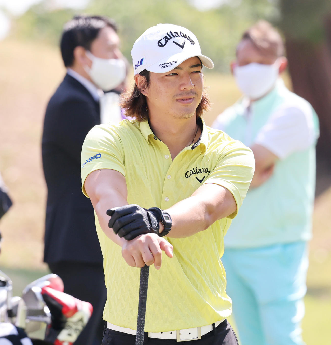 関西オープンゴルフ選手権　練習ラウンドをまわる石川遼（撮影・清水貴仁）