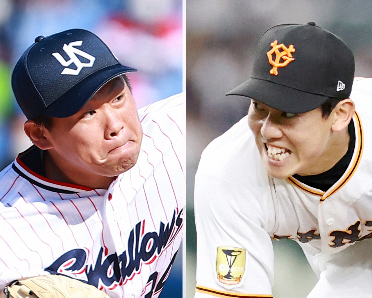 ヤクルト田口（左）と巨人畠