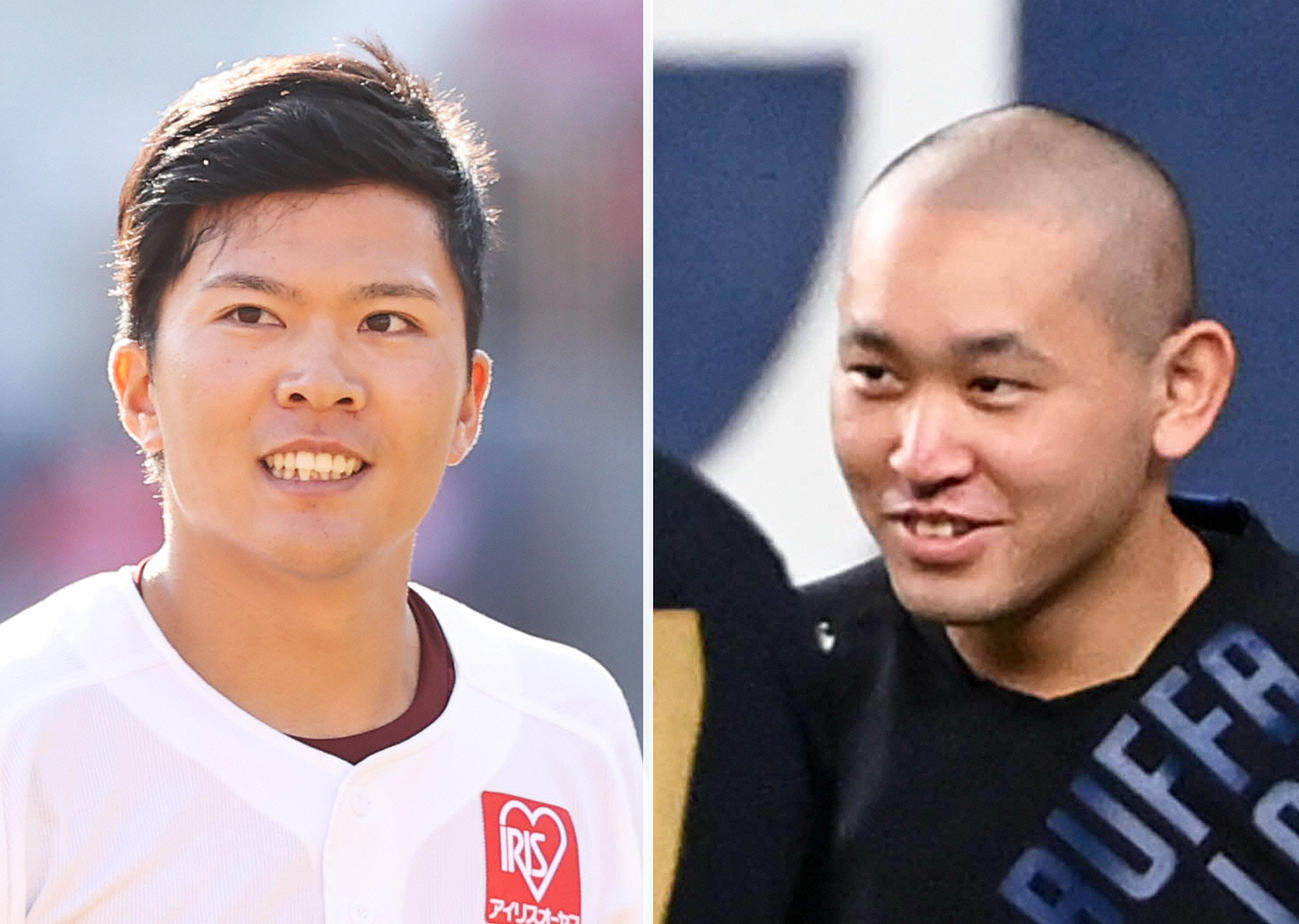 楽天早川（左）とオリックス宮城