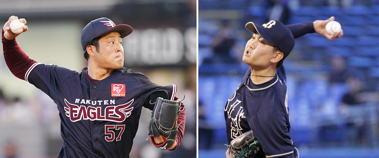 楽天滝中（左）、オリックス竹安