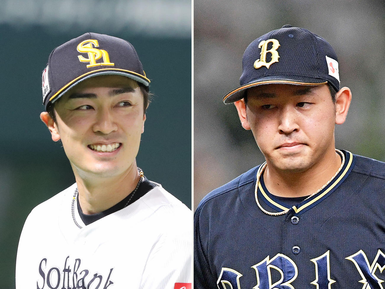 ソフトバンク和田（左）とオリックス宮城